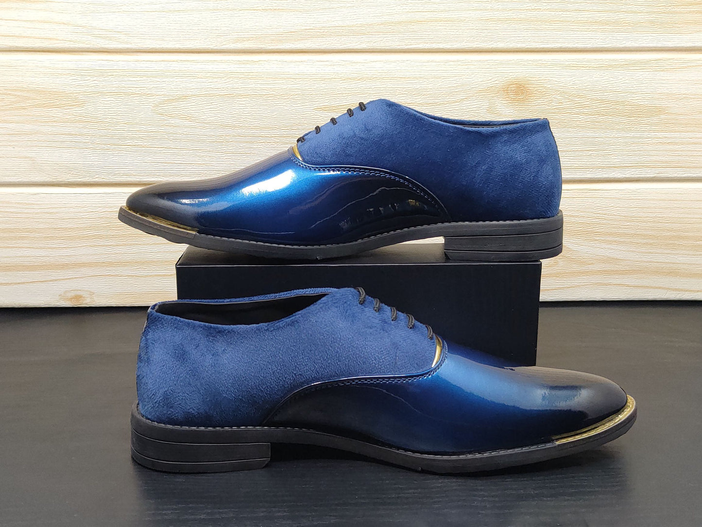 Men's Black Blue Oxford Shoes for Wedding and Partywear-JonasParamount