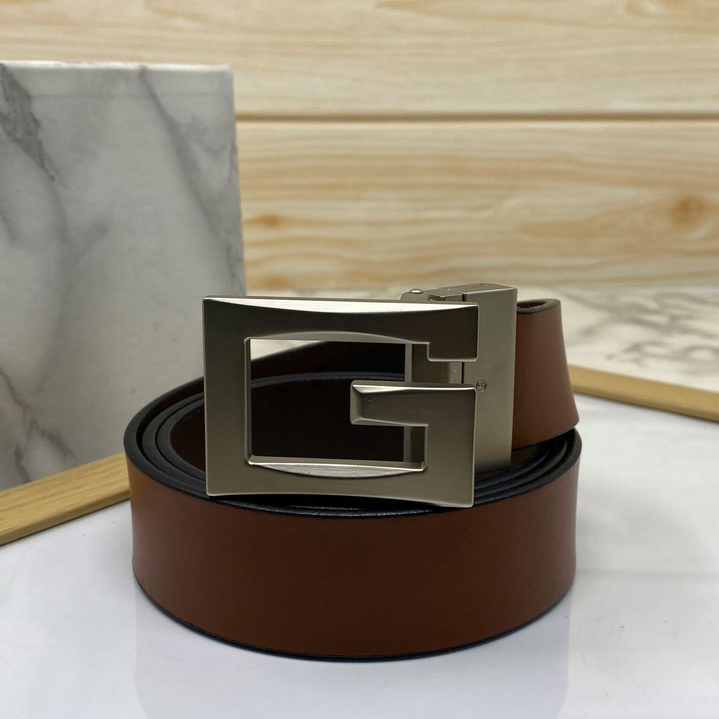 Square G-Section Leather Belt-JonasParamount
