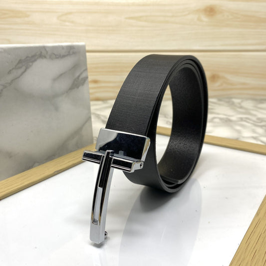 T-Pattern Formal Leather Strap Belt-JoansParamount