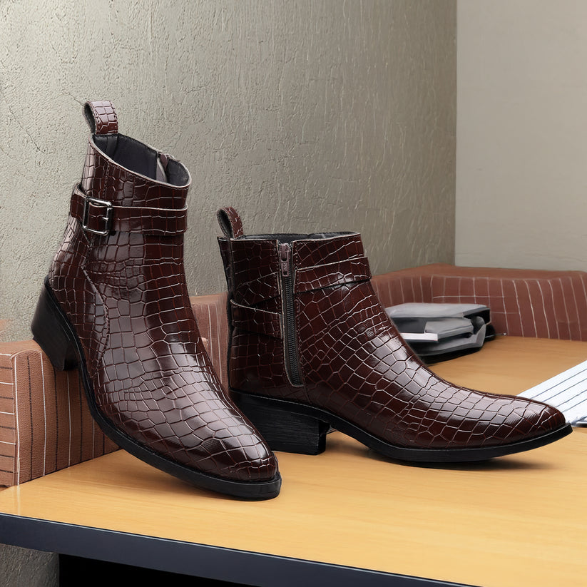 JonasParamount Men’s Brown High Ankle Block Heel Boots