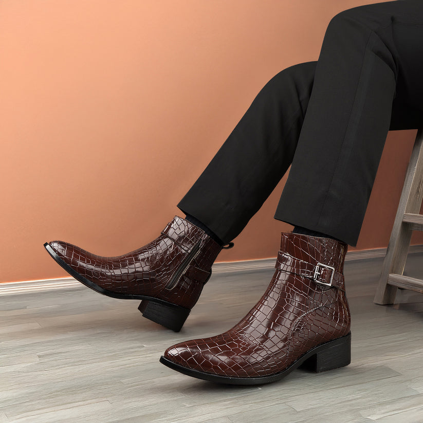 JonasParamount Men’s Brown High Ankle Block Heel Boots