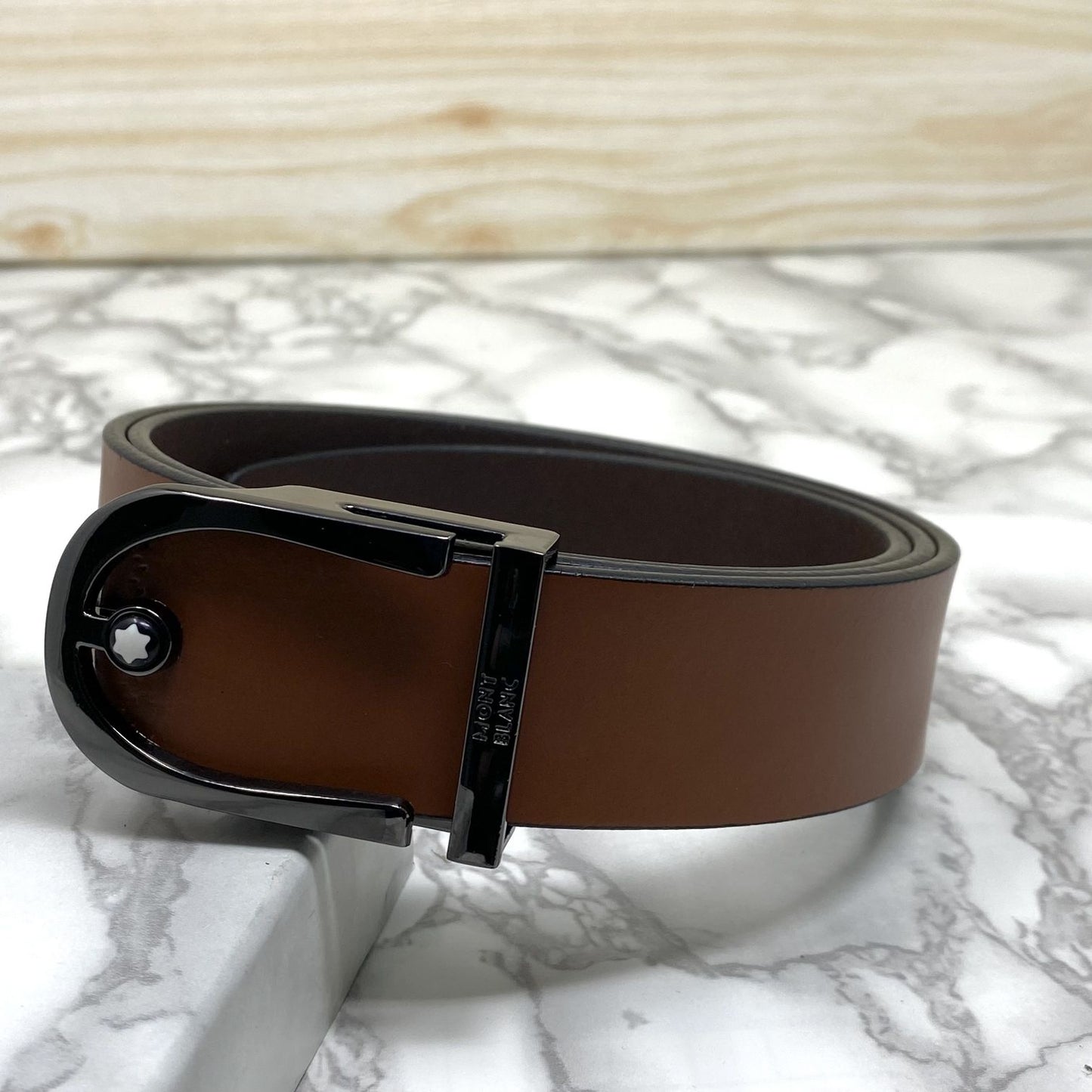 U-Shape Signature Formal Leather Strap Belt-JonasParamount