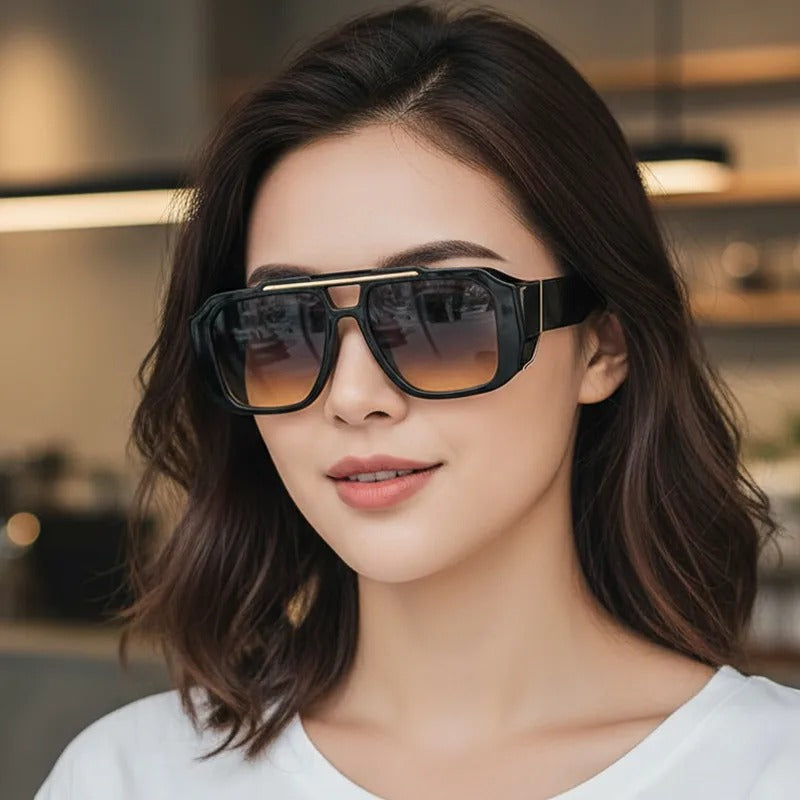 Oversized Square Double Bridge Sunglasses for Men & Women
