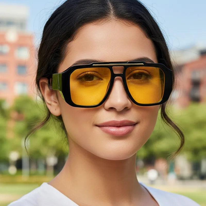 Oversized Square Double Bridge Sunglasses for Men & Women