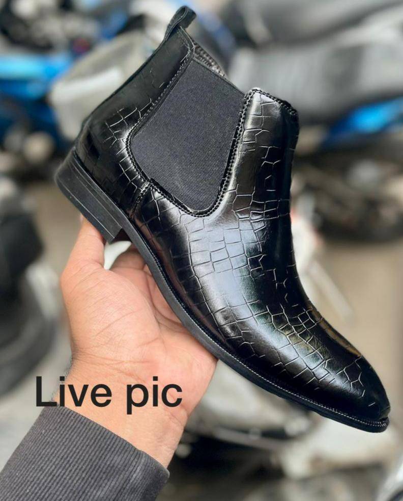 Stylish Croco Italian Casual And Party Wear Boots For Men's -JonasParamount