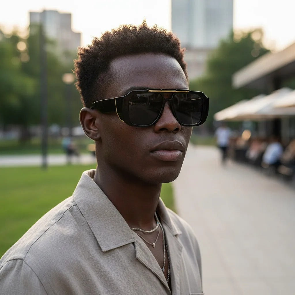 Oversized Square Double Bridge Sunglasses for Men & Women