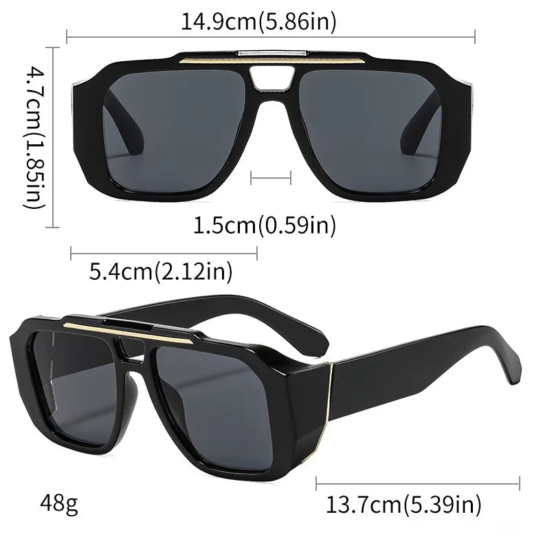 Oversized Square Double Bridge Sunglasses for Men & Women