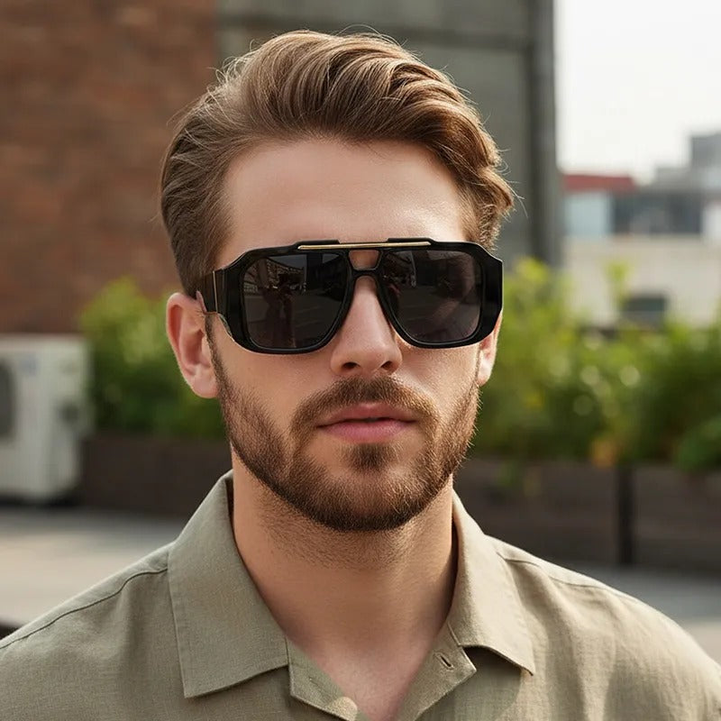 Oversized Square Double Bridge Sunglasses for Men & Women