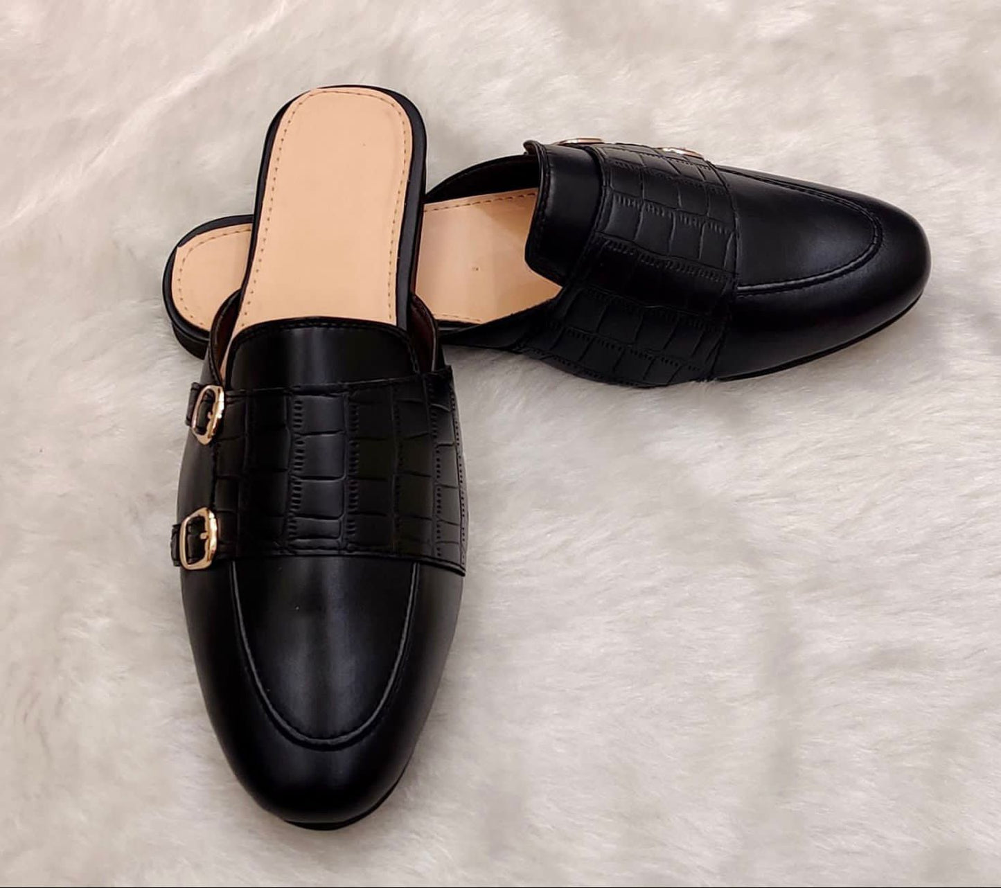 Men's Premium Quality Double Buckle Monk Backless Slip-On Mule Shoes-JonasParamount