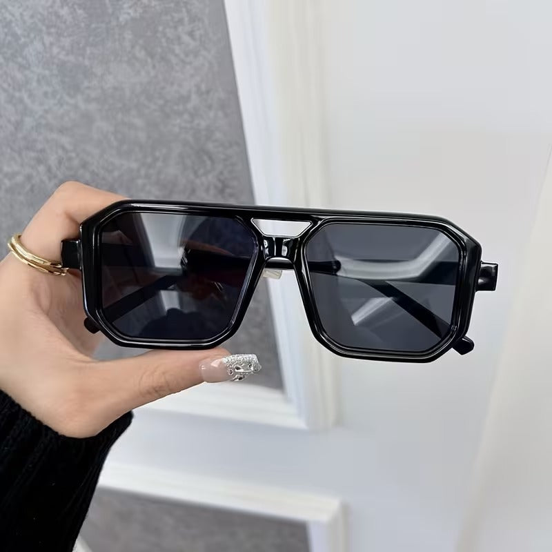 Retro Double-Bridge Square Sunglasses for Men & Women
