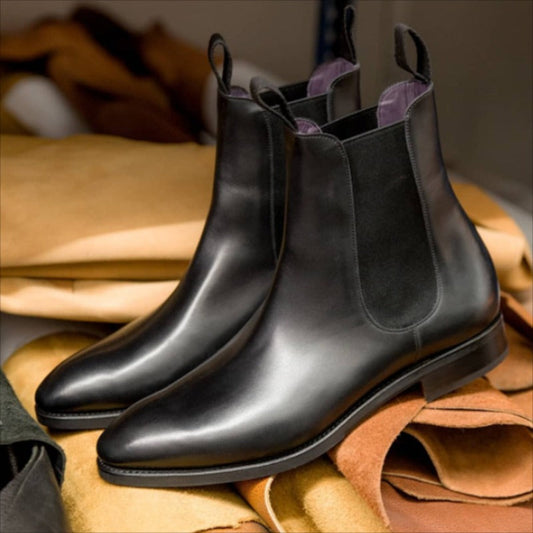 Classy Leather High Ankle-Length Chelsea Boots-JonasParamount