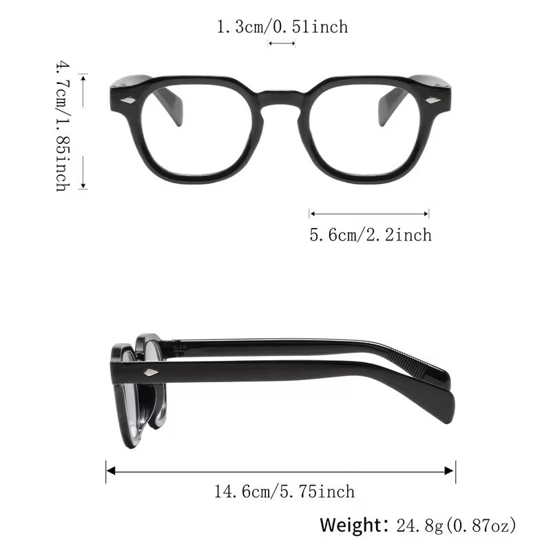 Men’s Black Square Eyeglass Frames | Retro Fashion Glasses