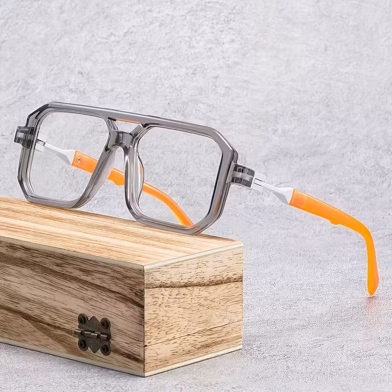 Premium Double Bridge Square Blue Light Blocking Glasses for Men & Women
