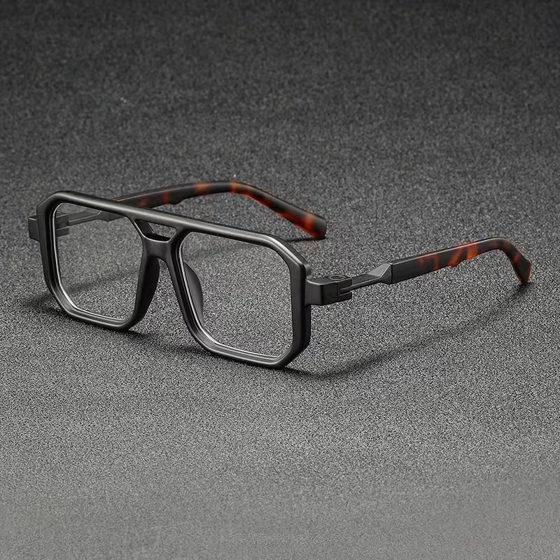 Unisex Retro Square Eyeglasses with Double Bridge
