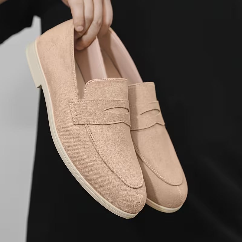 Premium Suede Penny Loafers for Men – Genuine Leather Slip-On Casual Shoes