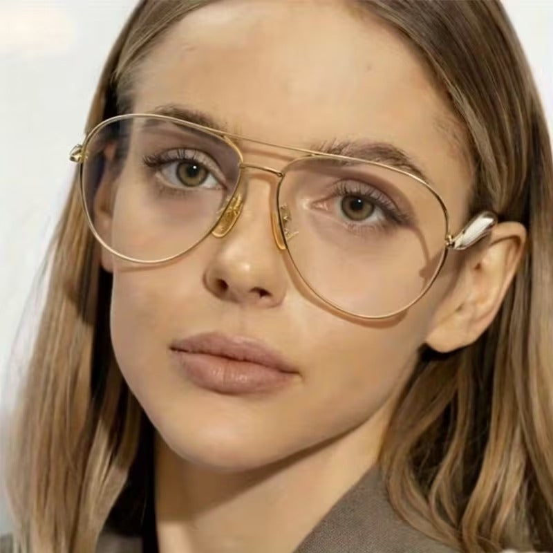 Retro Gold Aviator Eyeglass Frame for Men & Women
