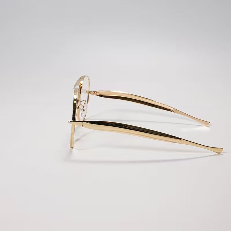 Premium Gold Aviator Eyeglass Frame for Men & Women | Oversized Metal Optical Glasses