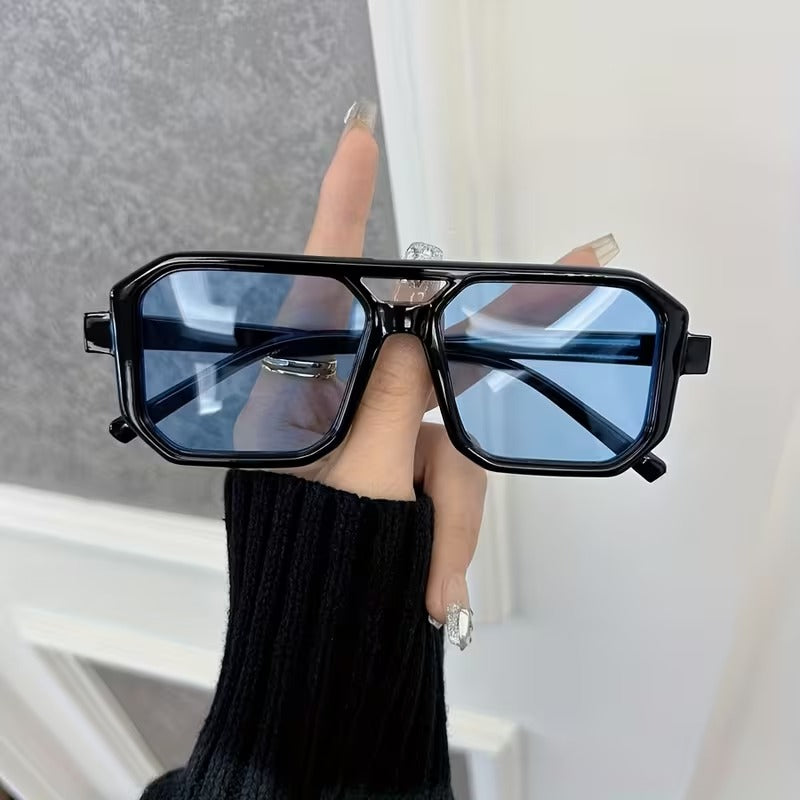 Retro Double-Bridge Square Sunglasses for Men & Women