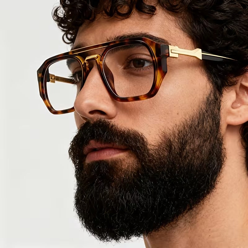 Luxury Double Bridge Square Eyeglasses for Men & Women