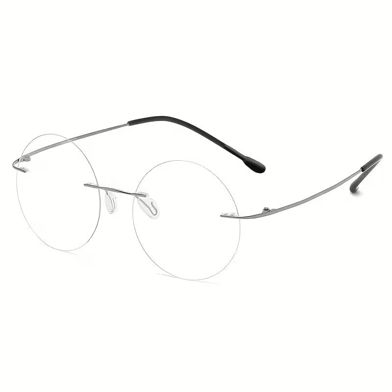 Ultra-Lightweight Retro Round Frameless Titanium Glasses