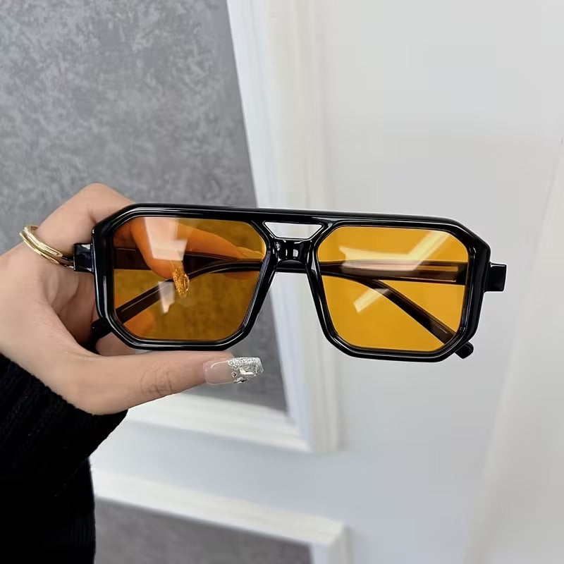 Retro Double-Bridge Square Sunglasses for Men & Women