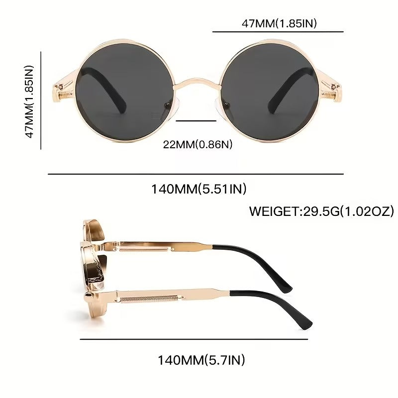 Vintage Round Steampunk Sunglasses for Men & Women
