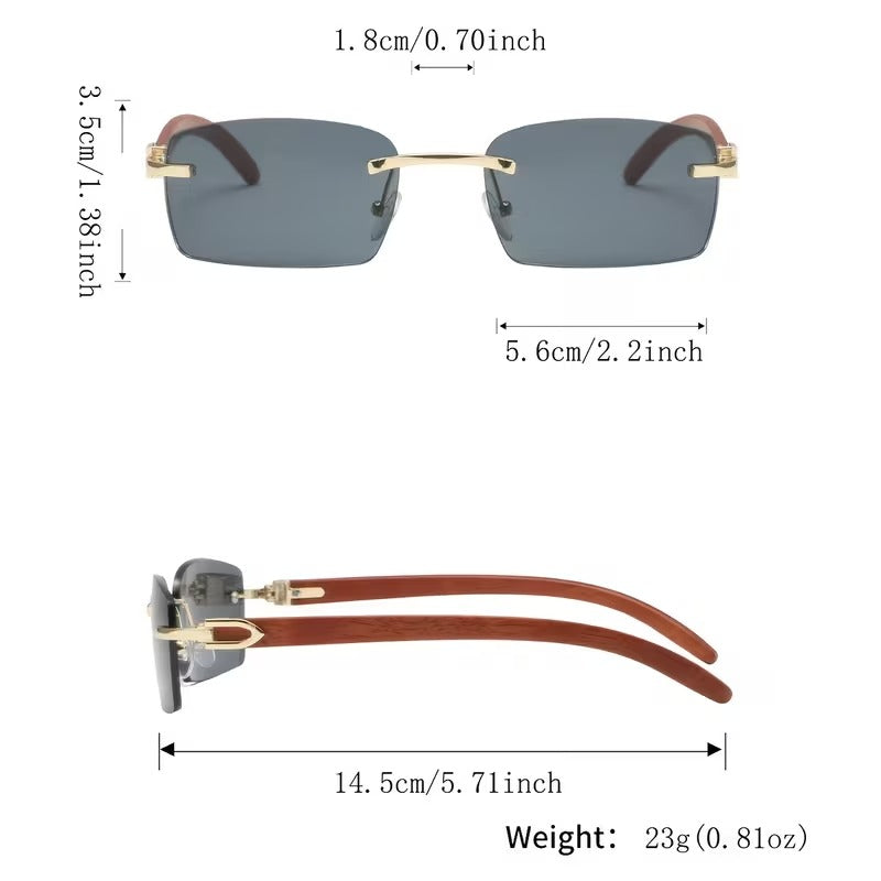 Rimless Rectangular Glasses for Men & Women | Gold & Black