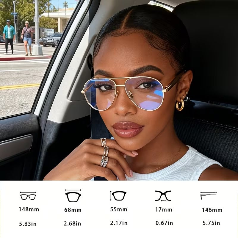 Oval Double Beam Metal Glasses with Clear Lenses | Retro Unisex Fashion Eyewear