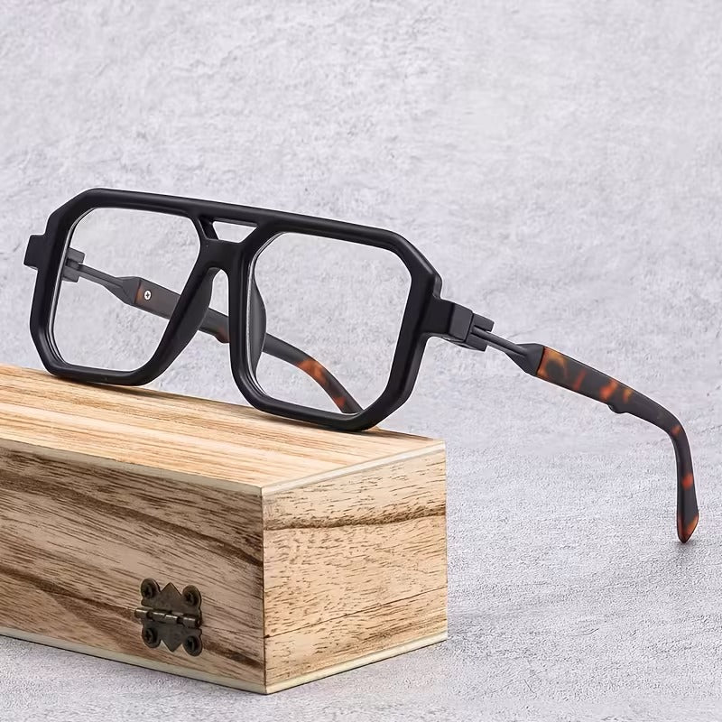 Premium Double Bridge Square Blue Light Blocking Glasses for Men & Women