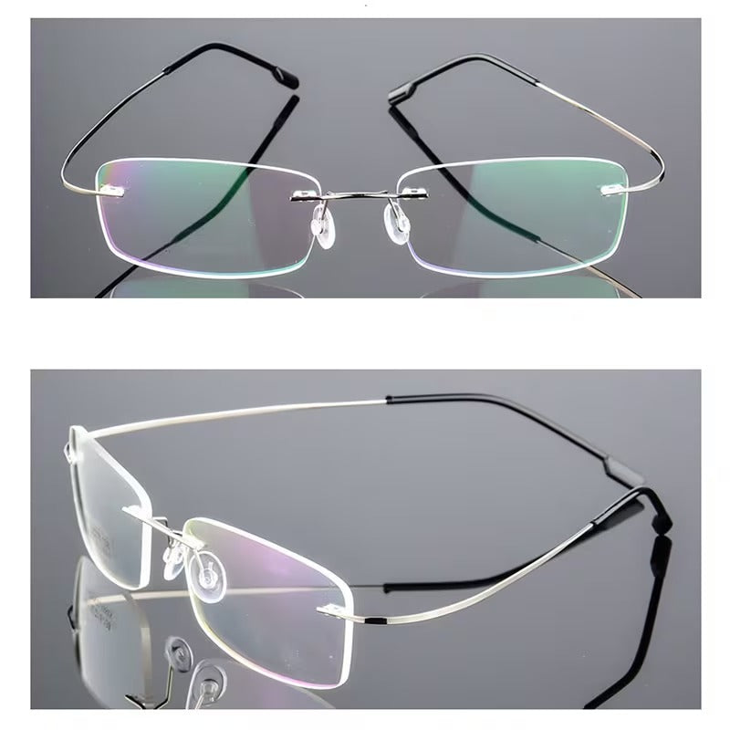 Titanium Alloy Ultra-Light Rimless Square Eyeglasses for Men & Women