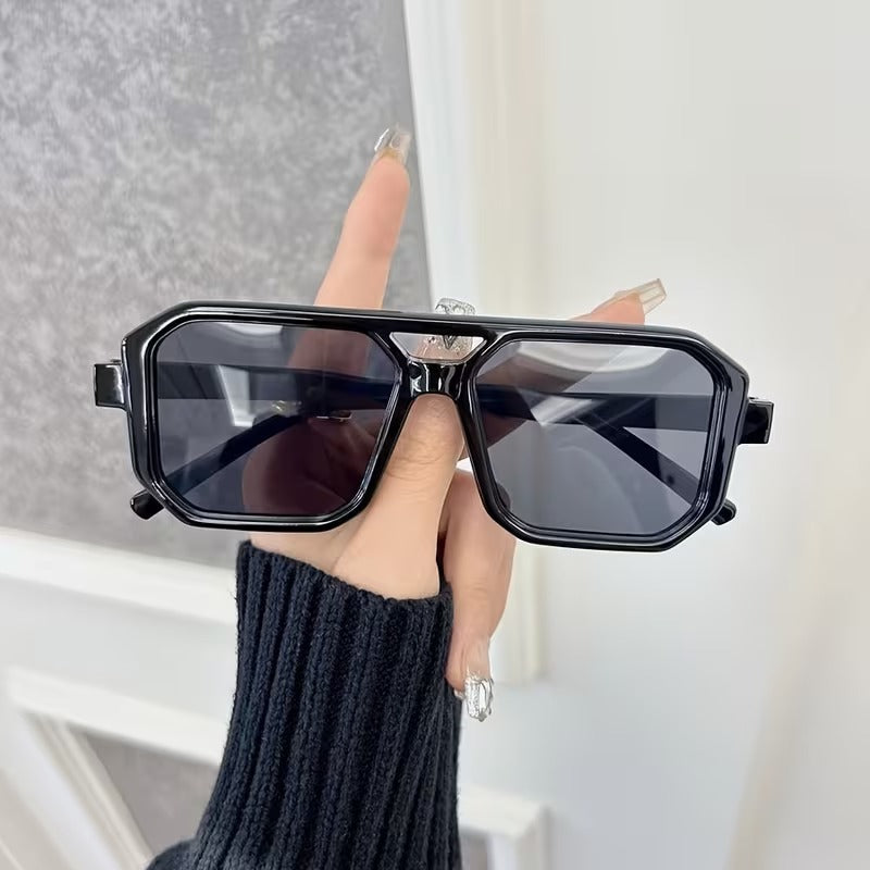 Retro Double-Bridge Square Sunglasses for Men & Women