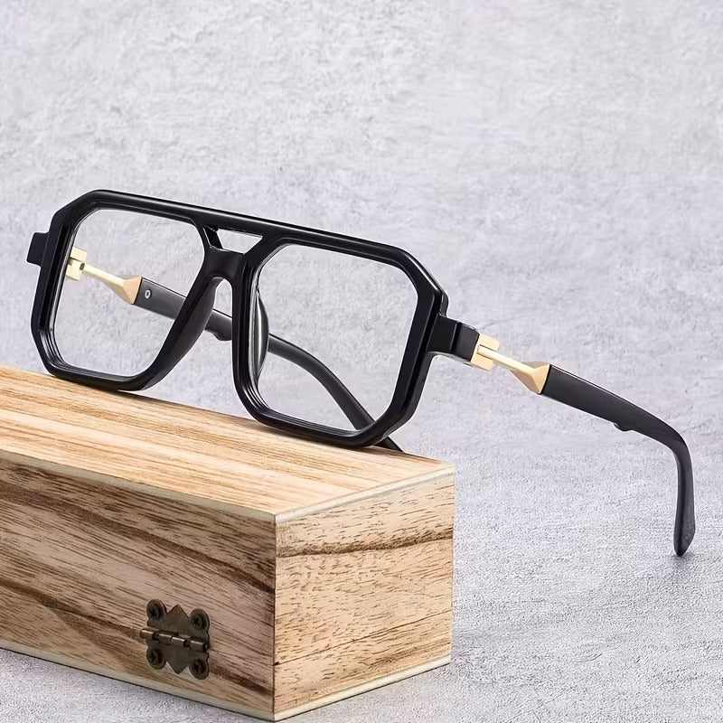 Premium Double Bridge Square Blue Light Blocking Glasses for Men & Women