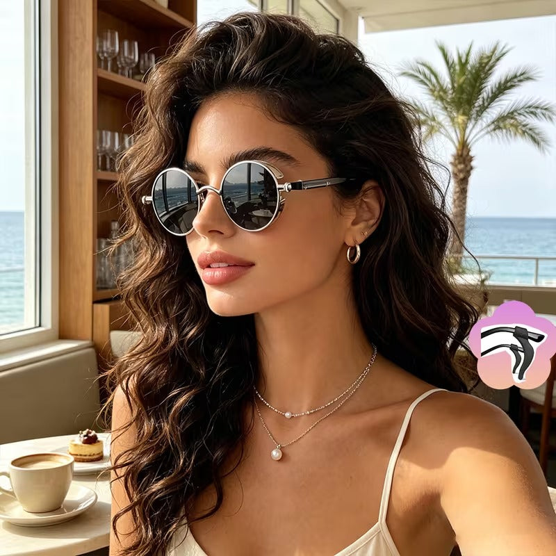 Vintage Round Steampunk Sunglasses for Men & Women