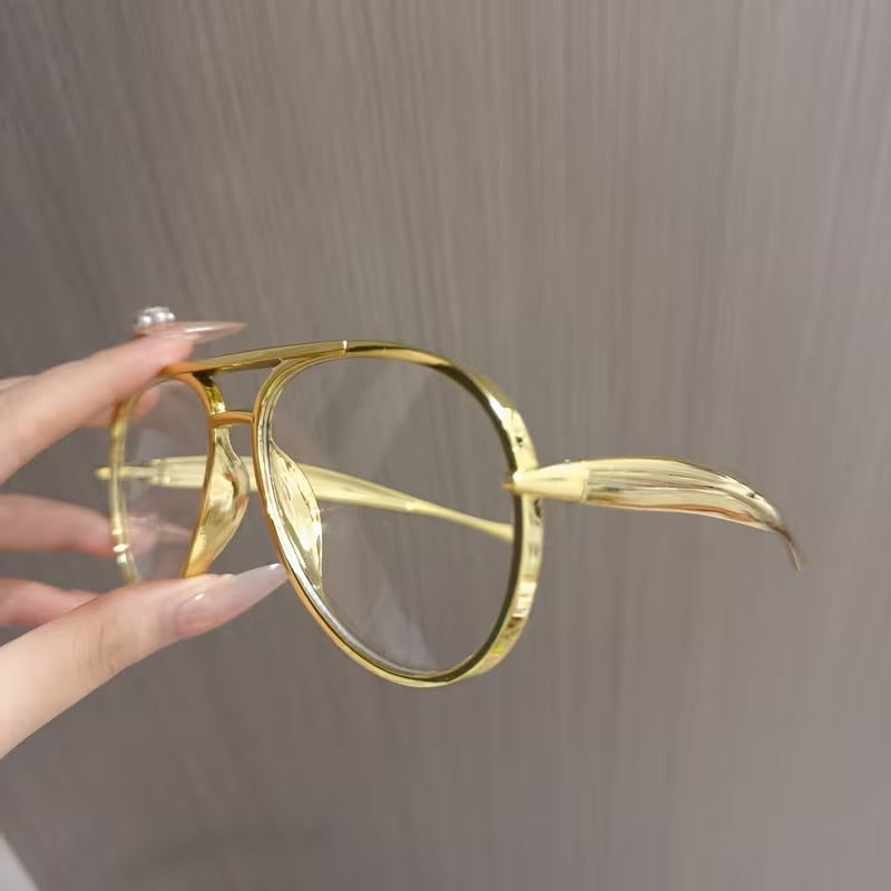 Retro Gold Aviator Eyeglass Frame for Men & Women