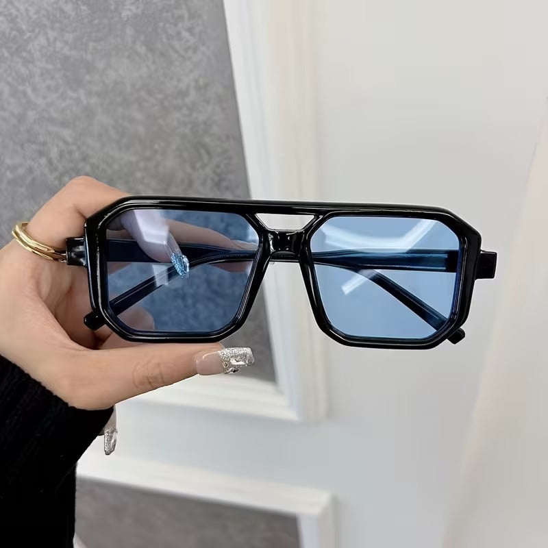 Retro Double-Bridge Square Sunglasses for Men & Women