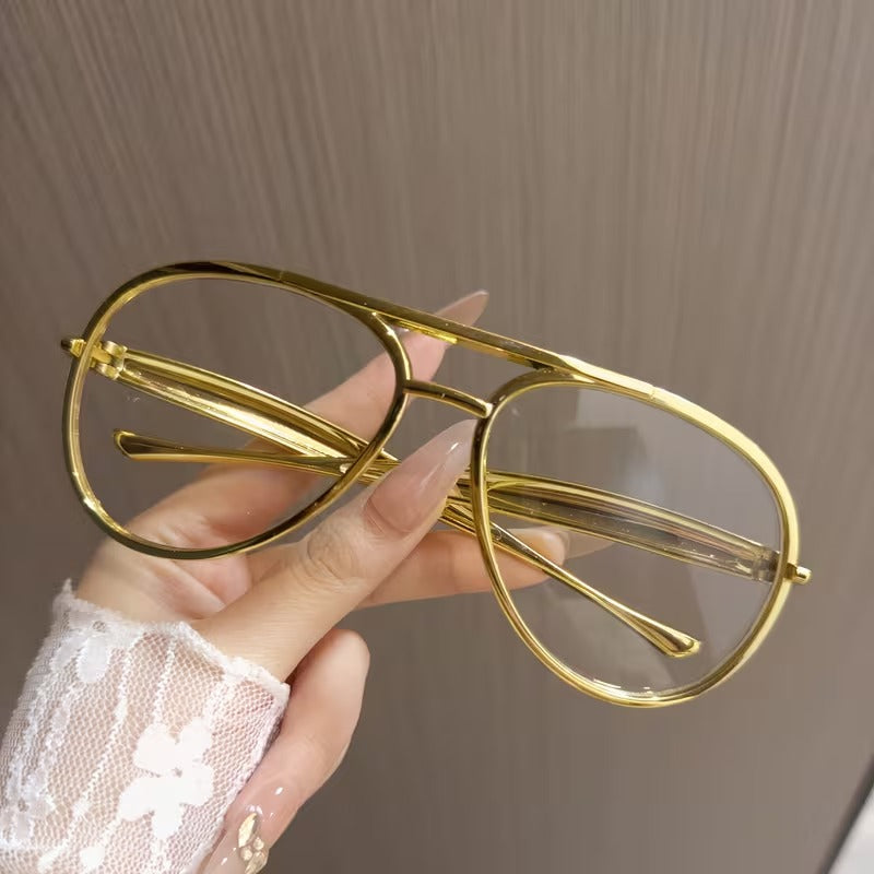 Retro Gold Aviator Eyeglass Frame for Men & Women