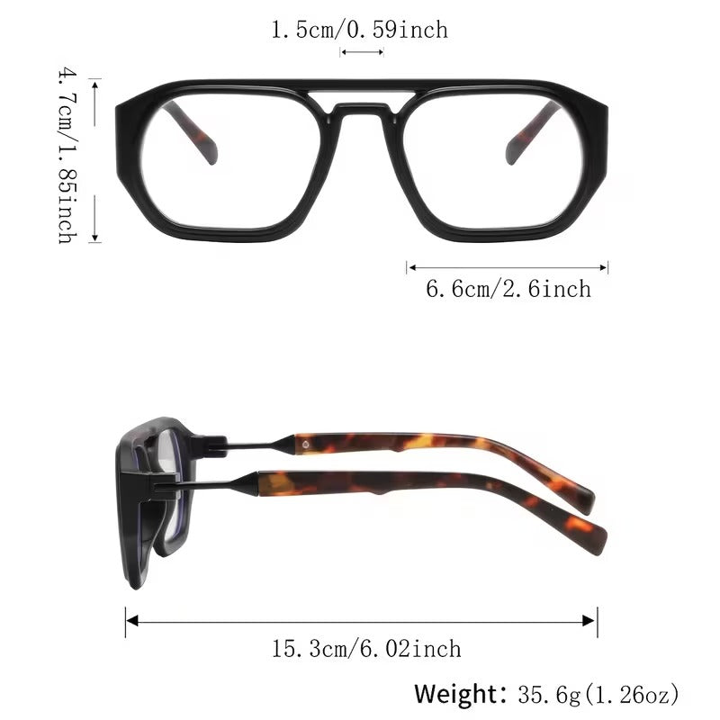 Luxury Double Bridge Square Eyeglasses for Men & Women