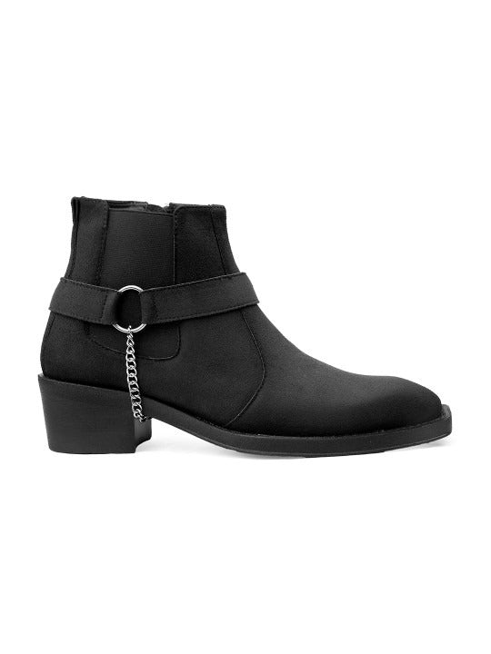 JonasParamount Men’s Black Chelsea Boots with Chain Detail