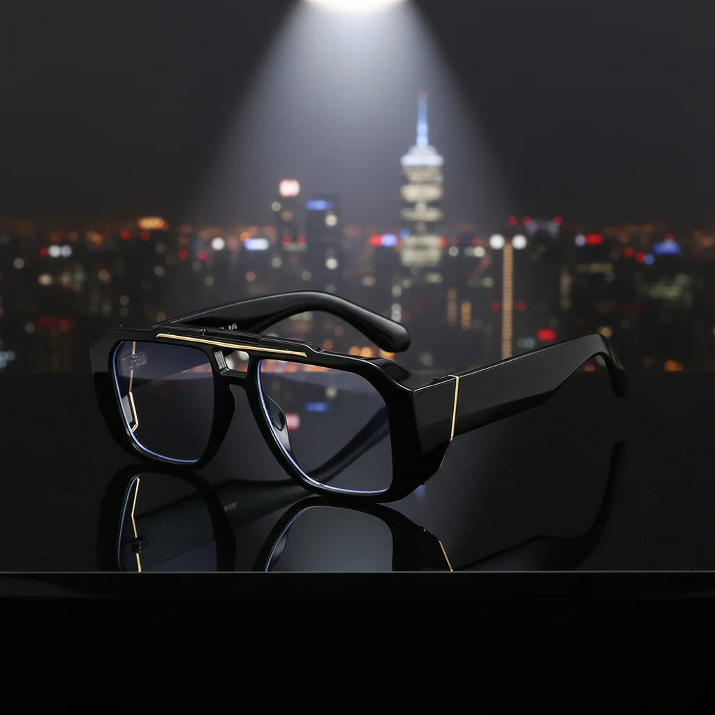 Oversized Square Double Bridge Sunglasses for Men & Women