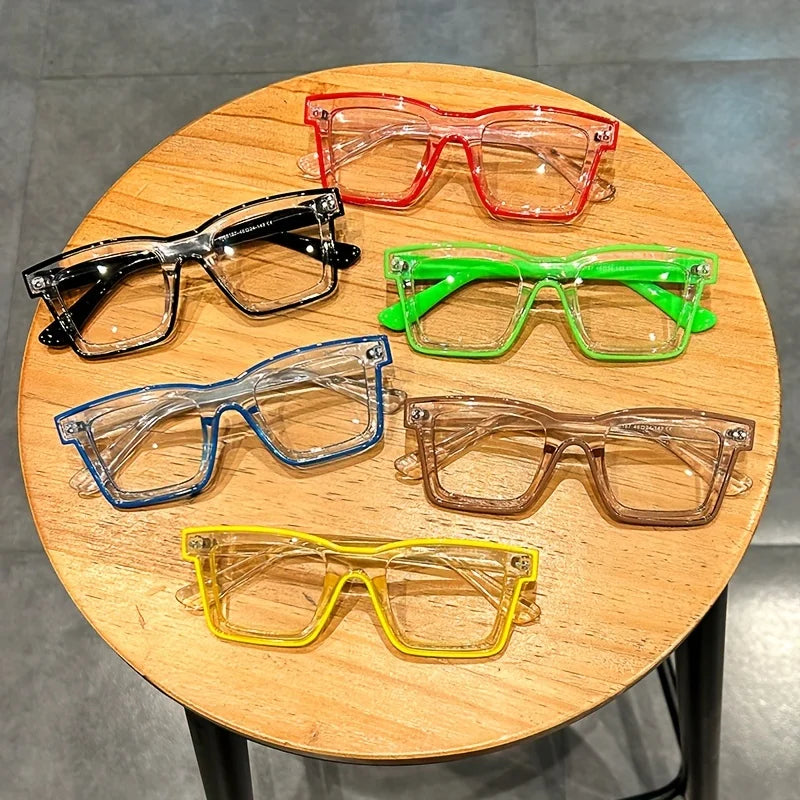 Neo Pixel Square Clear Glasses for Men and Women