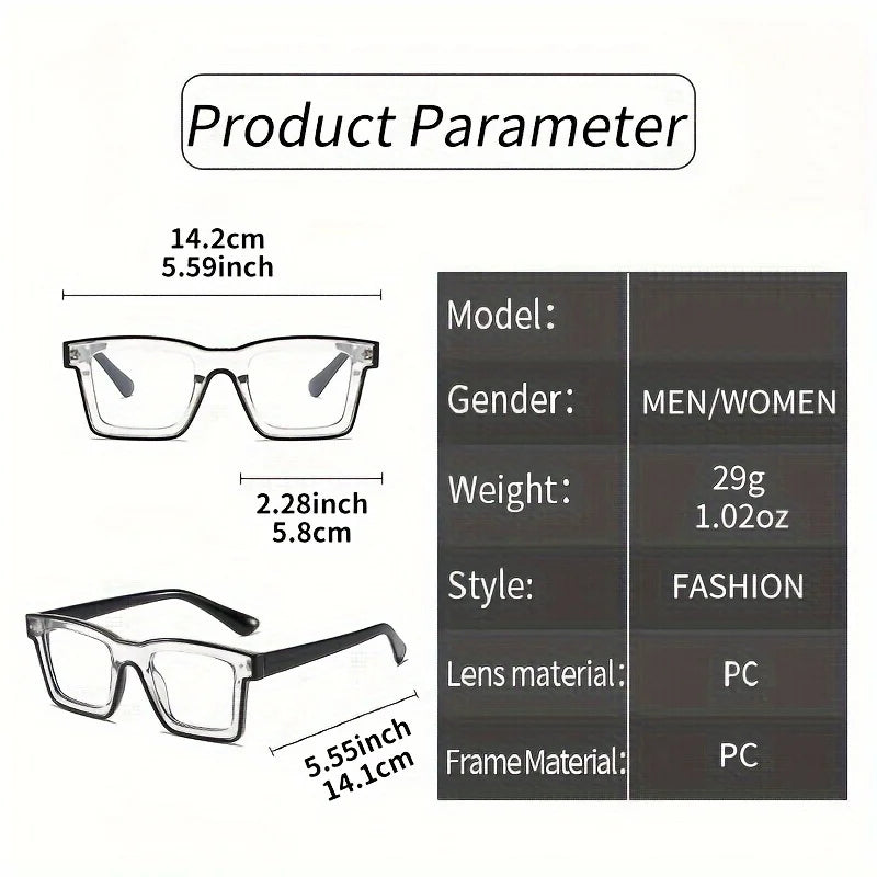 Neo Pixel Square Clear Glasses for Men and Women