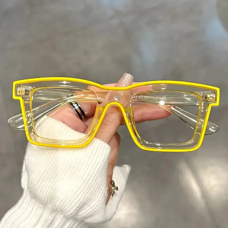 Neo Pixel Square Clear Glasses for Men and Women