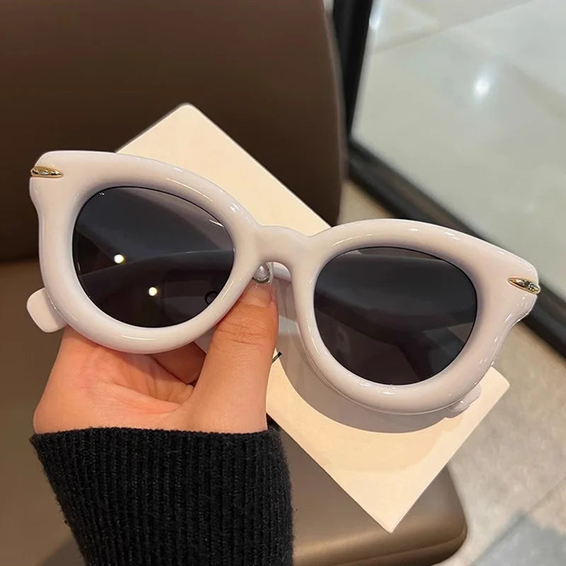 Vintage Thick Round Cat Eye Glasses for Women & Men