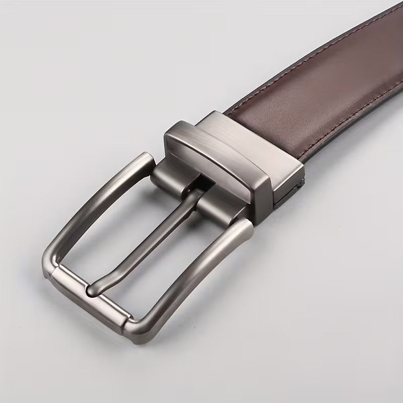 Men’s Reversible Leather Belt – 2-in-1 Black & Brown Flip Buckle Formal & Casual Belt