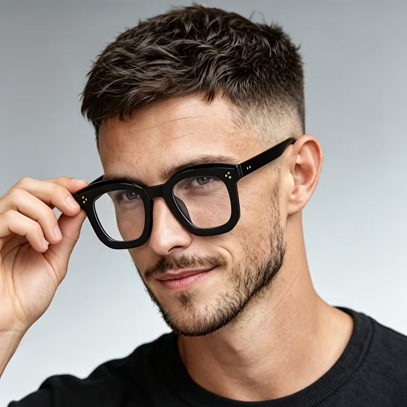 Large Square Retro Eyeglasses for Men and Women | Vintage Clear Lens