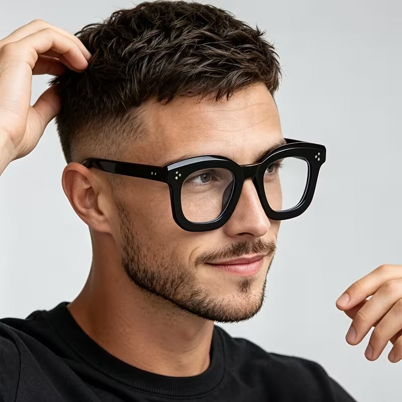 Large Square Retro Eyeglasses for Men and Women | Vintage Clear Lens