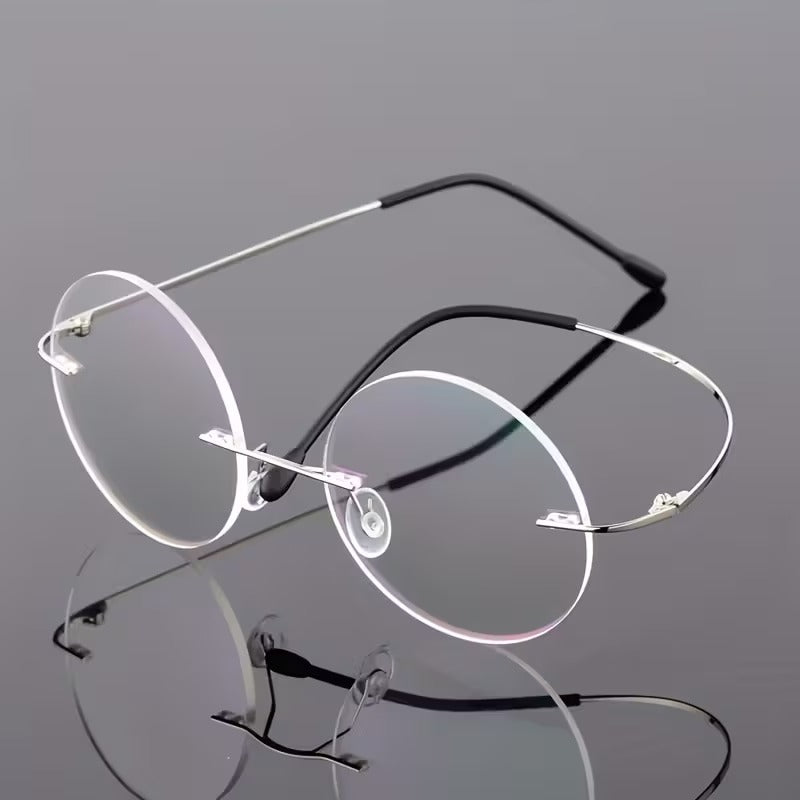 Ultra-Lightweight Retro Round Frameless Titanium Glasses