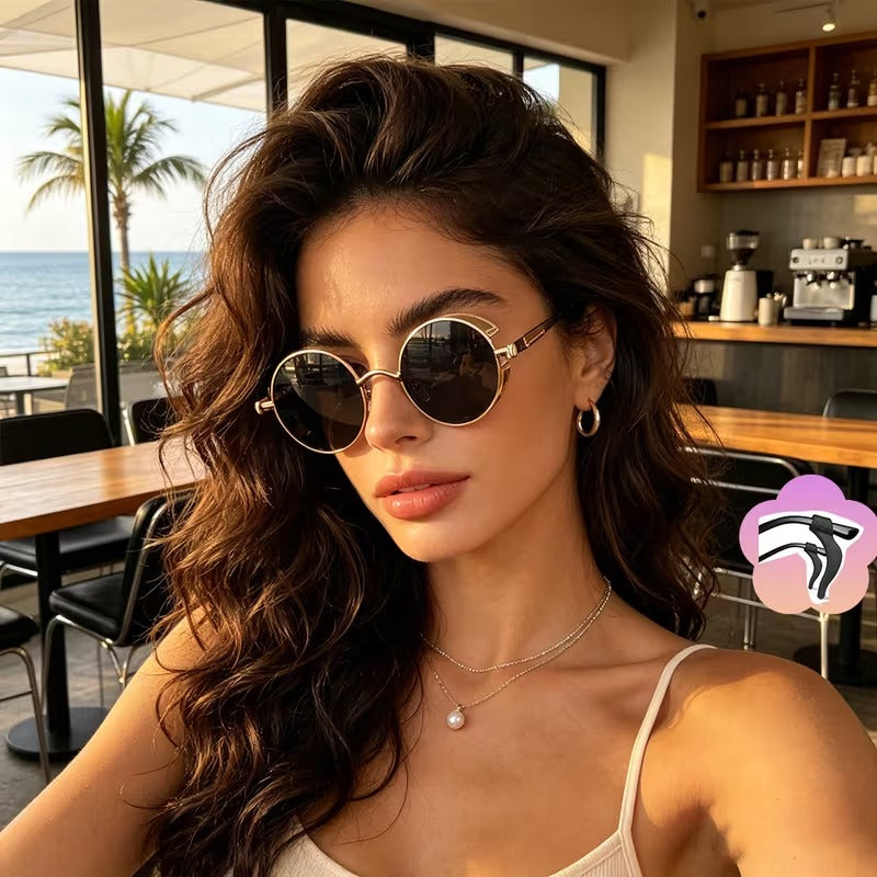 Vintage Round Steampunk Sunglasses for Men & Women