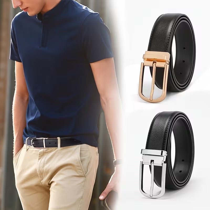 Men’s Classic Leather Belt – Simple Alloy Buckle Casual & Formal Waist Belt
