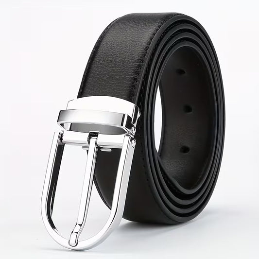 Men’s Classic Leather Belt – Simple Alloy Buckle Casual & Formal Waist Belt